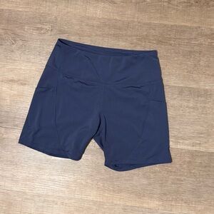 Navy High-Rise Shorts w/ Side Pocket